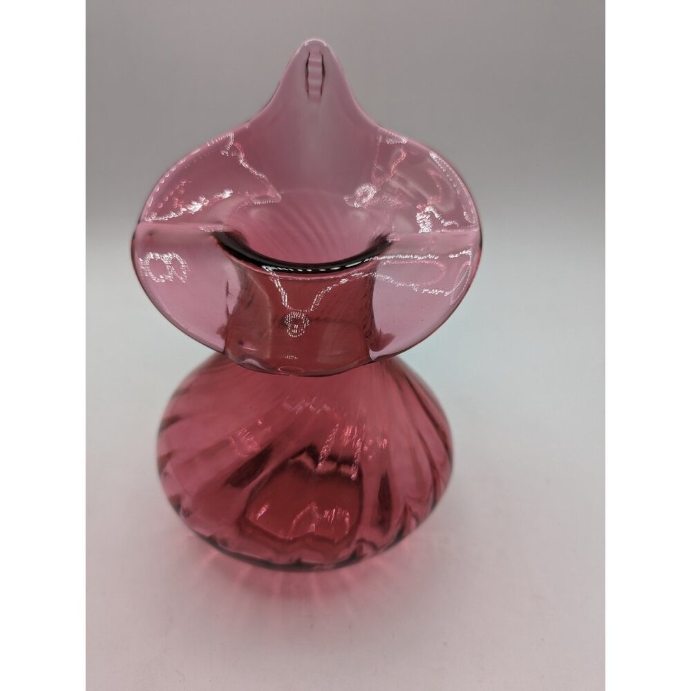 Vintage Glass Cranberry Jack In The Pulpit Vase 8 1/4” Tall Pink - Picture 10 of 12